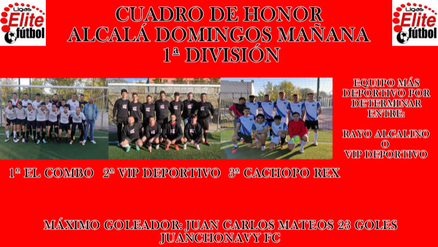 CUADRO DE HONOR; ALCALÁ DOMINGOS MAÑANA 1ª DIVISIÓN